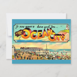 Retro Ocean City NJ Greetings Postcard