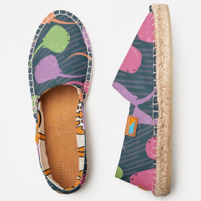 Retro Ocean Neon Stingrays Espadrilles (Side)