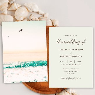 Retro Ocean Summer Simple Minimalist Beach Wedding