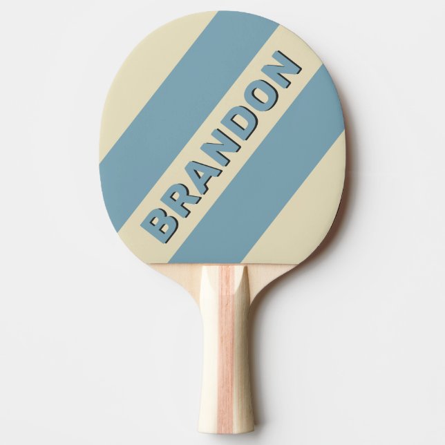 Retro Ocean Three Bold Stripes with Name Ping Pong Paddle (Front)