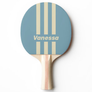 Retro Ocean Three Pin Stripes with Name Ping Pong Paddle