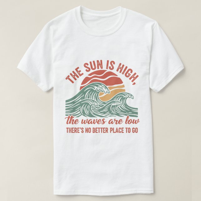 Retro Ocean Waves Sunset Graphic T-Shirt (Design Front)