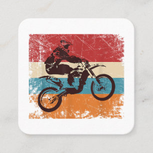 Retro Off Road Motorcycle Motocross Enduro Square Business Card