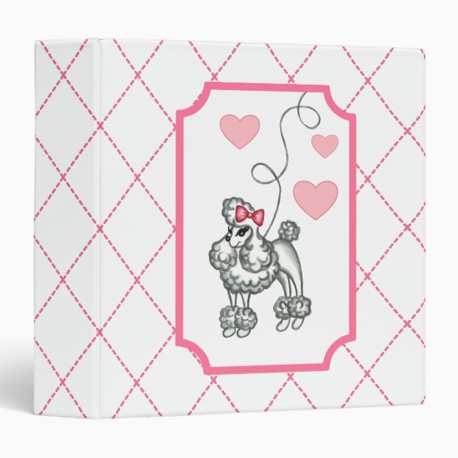 Retro Office French Poodle Scrapbook School Binder (Front/Spine)