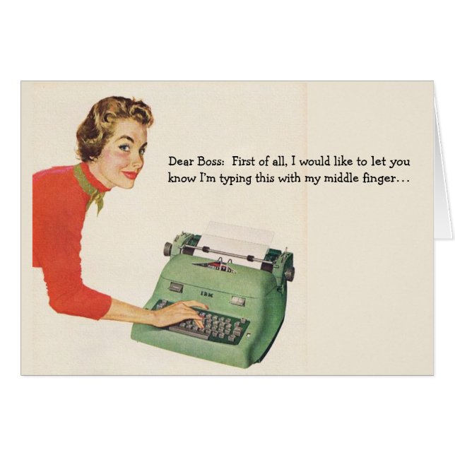 Retro Office - Typing With My Middle Finger, Cards (Front Horizontal)
