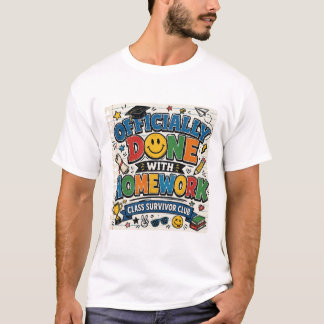 Retro Officially Done With Homework Class Survivor T-Shirt