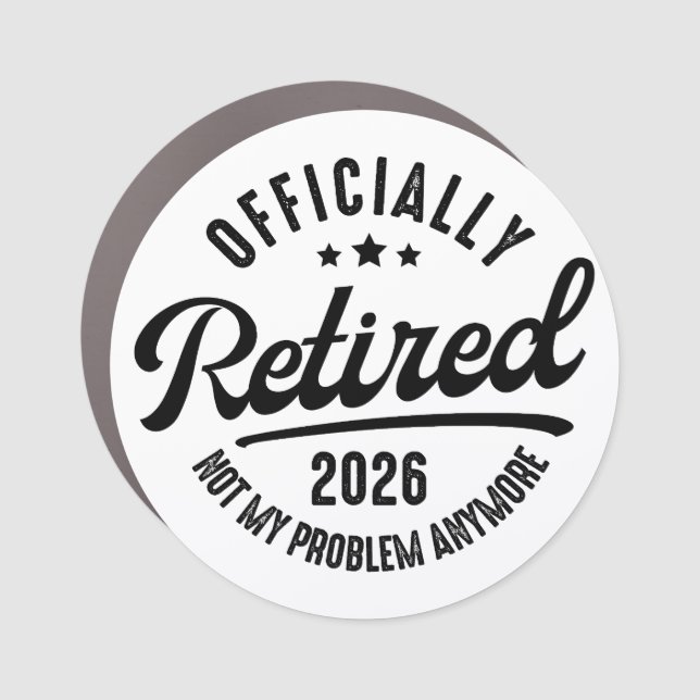 Retro Officially Retired 2026 Funny Retirement Car Magnet (Front)