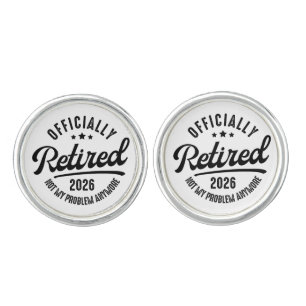 Retro Officially Retired 2026 Funny Retirement Cufflinks