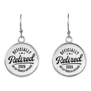 Retro Officially Retired 2026 Funny Retirement Earrings