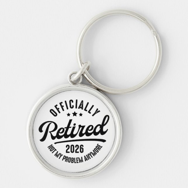 Retro Officially Retired 2026 Funny Retirement Keychain (Front)