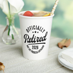 Retro Officially Retired 2026 Funny Retirement Paper Cups