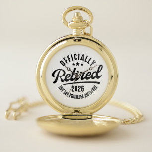 Retro Officially Retired 2026 Funny Retirement Pocket Watch