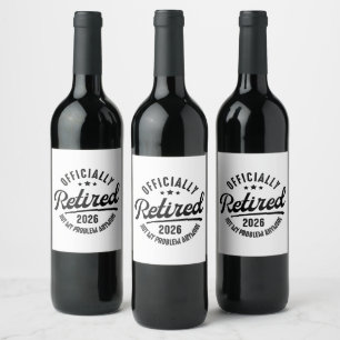 Retro Officially Retired 2026 Funny Retirement Wine Label