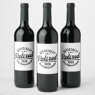 Retro Officially Retired 2026 Funny Retirement Wine Label