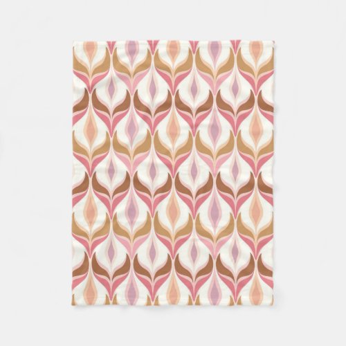 Retro ogee pink brown fleece blanket