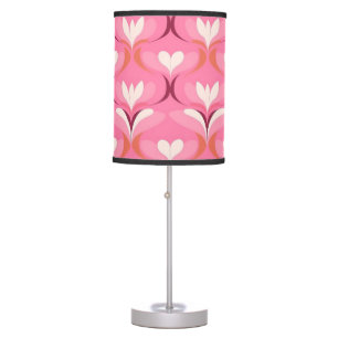 Retro ogee pink orange hearts table lamp