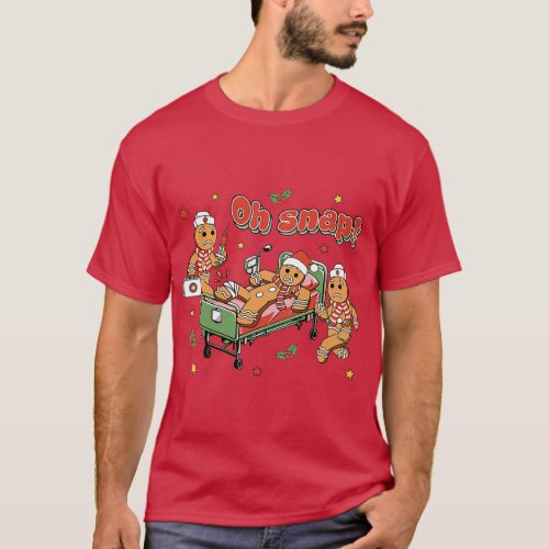 Retro Oh Snap Gingerbreads Bone Snap Christmas Nur T_Shirt
