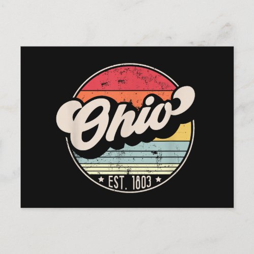 Retro Ohio Home State OH Cool 70s Style Sunset  Holiday Postcard