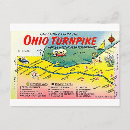 Retro Ohio Turnpike postcard