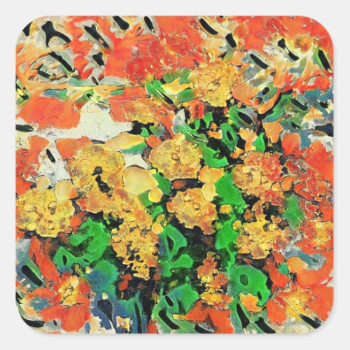 Retro Oil Painting Van Gogh Monet Square Sticker