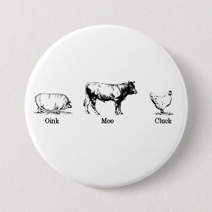 Retro Oink Moo Cluck Pig Cow Chicken Button
