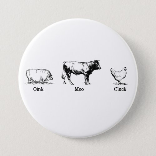 Retro Oink Moo Cluck Pig Cow Chicken Button