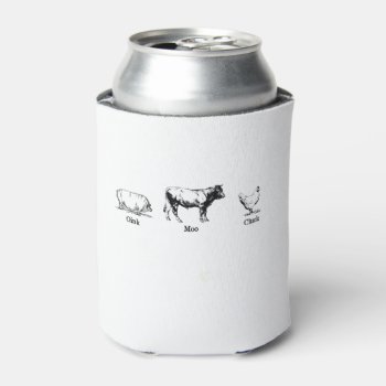 Retro Oink Moo Cluck Pig Cow Chicken Can Cooler by pjwuebker at Zazzle