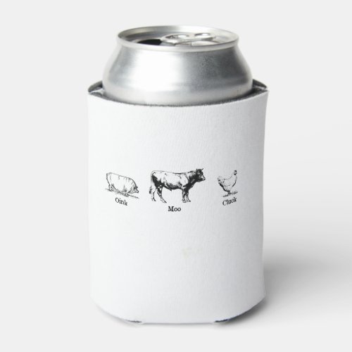 Retro Oink Moo Cluck Pig Cow Chicken Can Cooler