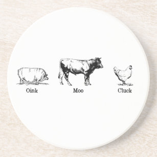 Retro Oink Moo Cluck Pig Cow Chicken Coaster