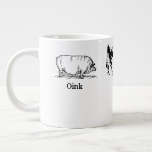 Retro Oink Moo Cluck Pig Cow Chicken Giant Coffee Mug