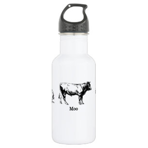 Retro Oink Moo Cluck Pig Cow Chicken Stainless Steel Water Bottle