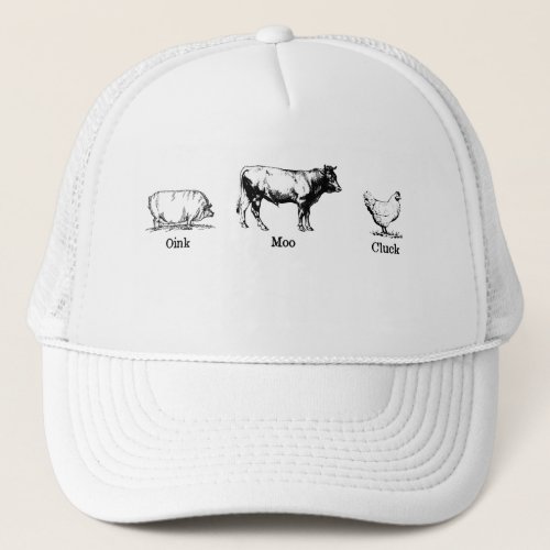 Retro Oink Moo Cluck Pig Cow Chicken Trucker Hat