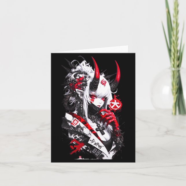 Retro Okami Girl Basic Japan Style Fox Cute Cool M Card (Front)