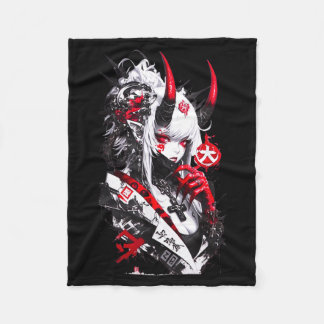 Retro Okami Girl Basic Japan Style Fox Cute Cool M Fleece Blanket