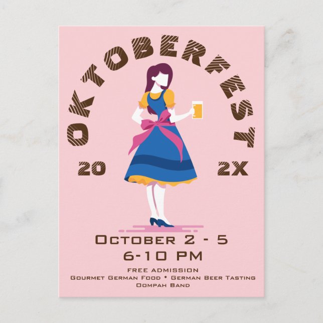 Retro Oktoberfest Beer Woman Postcard (Front)