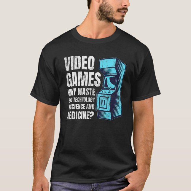 Retro Old Arcade Machine Games Quote   Classic Vid T-Shirt (Front)