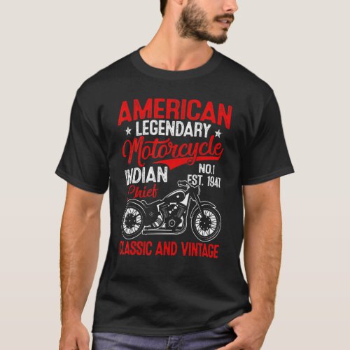 Retro Old Biker American Motorcycle Vintage Motocr T_Shirt