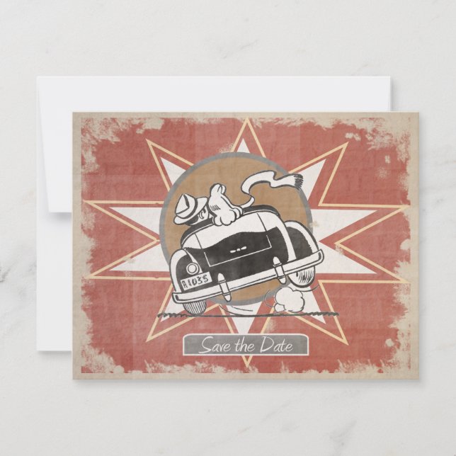 Retro Old Car Save the Date Announcement (Front)