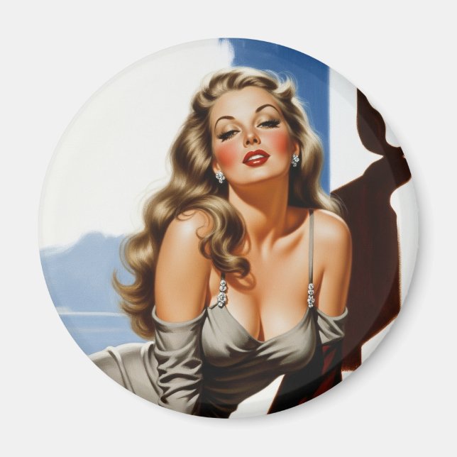 Retro Old Hollywood Beautiful Blonde Woman Magnet (Front)