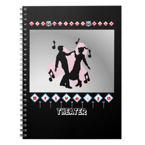Retro Old Mother Road Drive In Theater Two_Tone Co Notebook