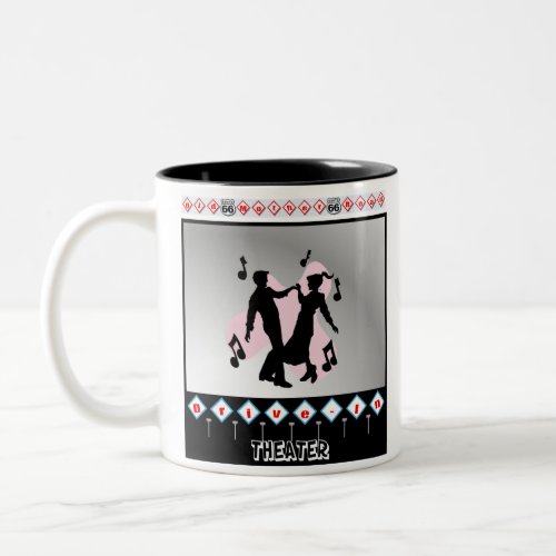 Retro Old Mother Road Drive In Theater Two_Tone Coffee Mug