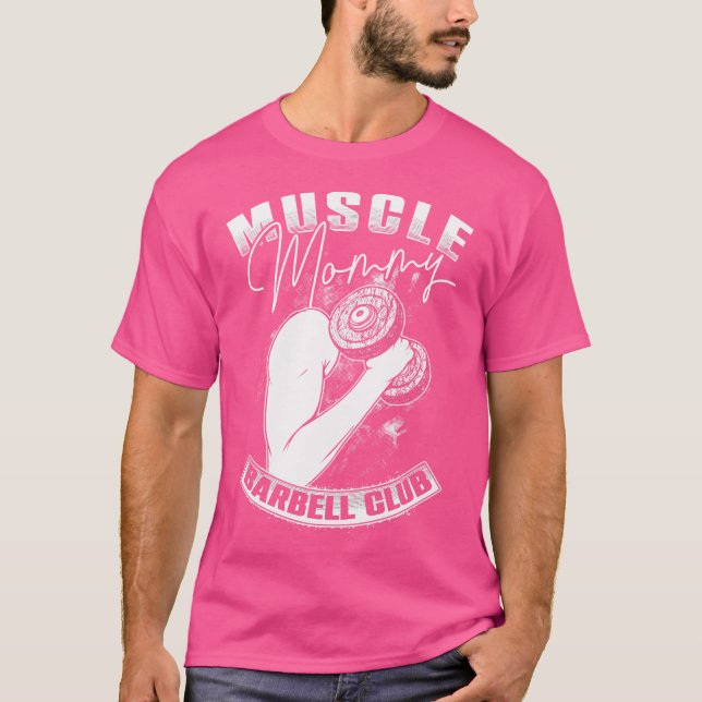 Retro Old School Gym Muscle Mommy Barbell Lifting  T-Shirt (Front)