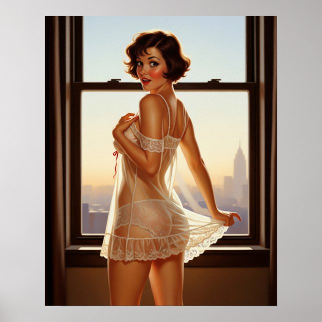 Retro Old School Pin-up Girl  Poster (Front)
