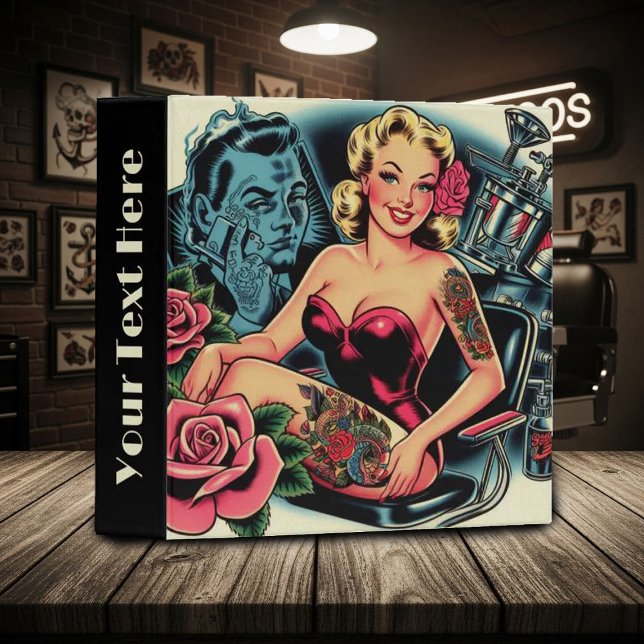 Retro Old School Tattoo Pin Up 3 Ring Binder (Creator Uploaded)