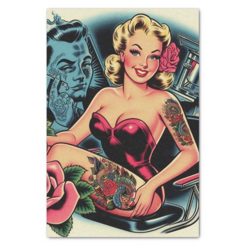 Retro Old School Tattoo Pin Up Tissue Paper