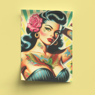 Retro Old School Tattoo Pinup Tissue Paper