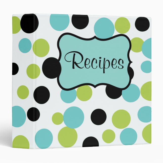 Retro Olive Dots Kitchen Recipe Organizer Binder (Front/Spine)