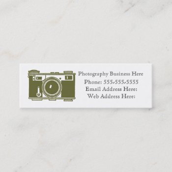 Retro Olive Green Film Camera Business Card by camcguire at Zazzle