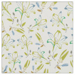 Retro Olive Green Lily Flower Pattern  Fabric