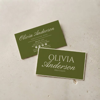Retro Olive Green Luxury Vintage Old Money Luxe Business Card